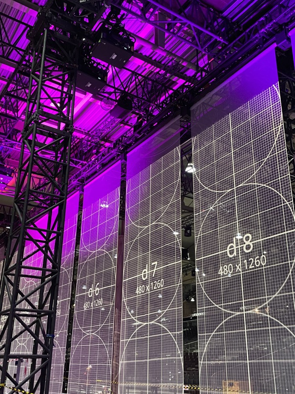 Large-scale LED panel array with technical schematics